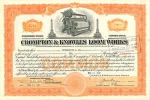 Crompton and Knowles Loom Works - Stock Certificate